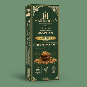 Haridhoop Frankincense Bambooless Dhoop Sticks 100% Natural Charcoal Free Dhoop Sticks with Long Lasting Fragrance(10 sticks)