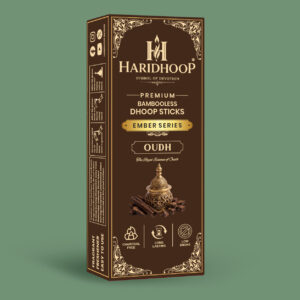 Haridhoop Oudh Bambooless Dhoop Sticks 100% Natural Charcoal Free Dhoop Sticks with Long Lasting Fragrance(10 sticks)