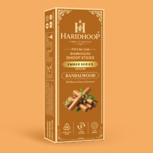 Haridhoop Sandalwood Bambooless Dhoop Sticks 100% Natural Charcoal Free Dhoop Sticks with Long Lasting Fragrance(10 sticks)