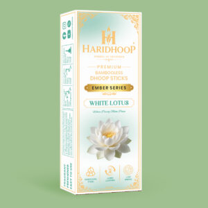 Haridhoop White Lotus Bambooless Dhoop Sticks 100% Natural Charcoal Free Dhoop Sticks with Long Lasting Fragrance(10 sticks)