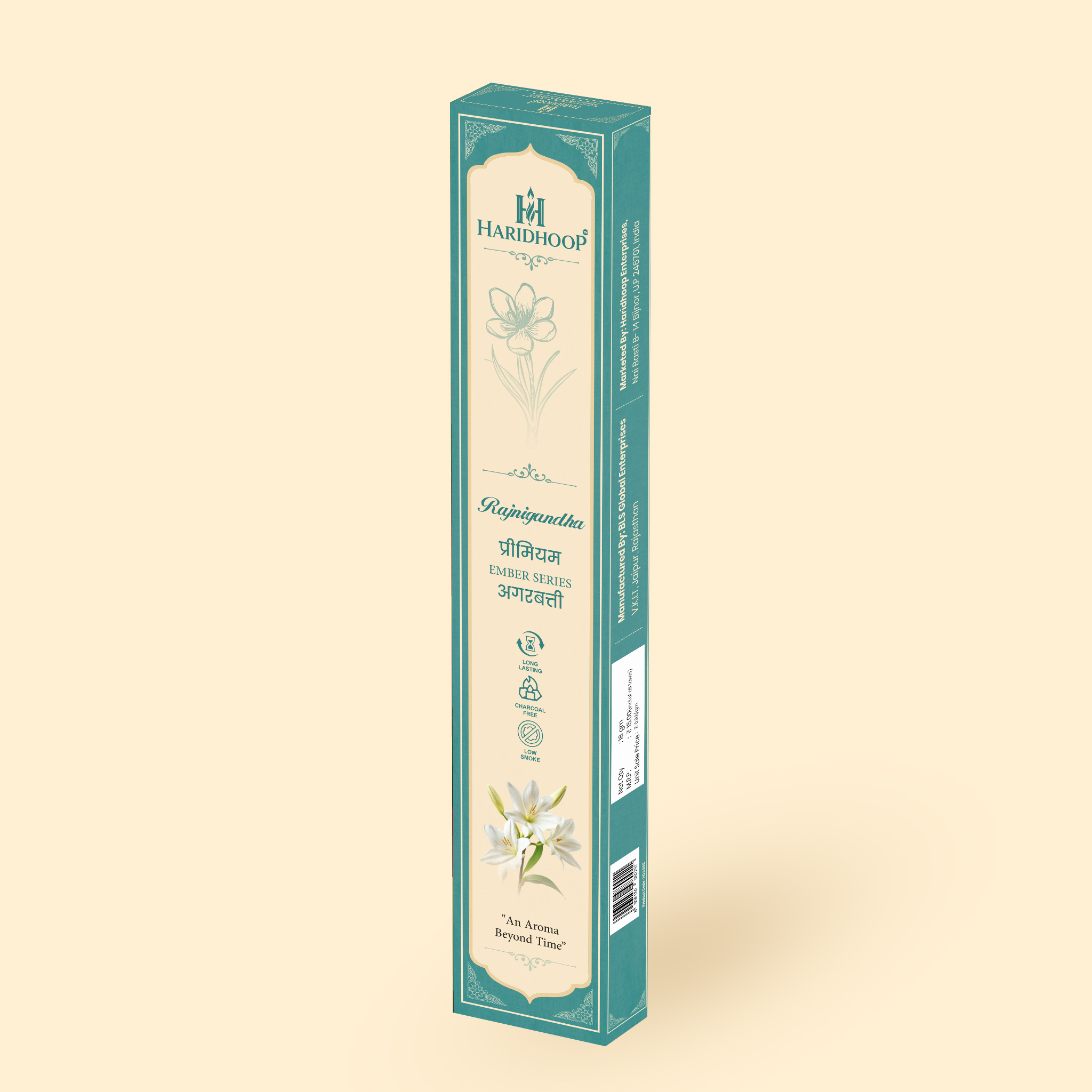 Haridhoop Rajnigandha Incense Stick Agarbatti for Pooja, Home Freshness, Prayer, Positive Energy and Yoga Meditation, 16g