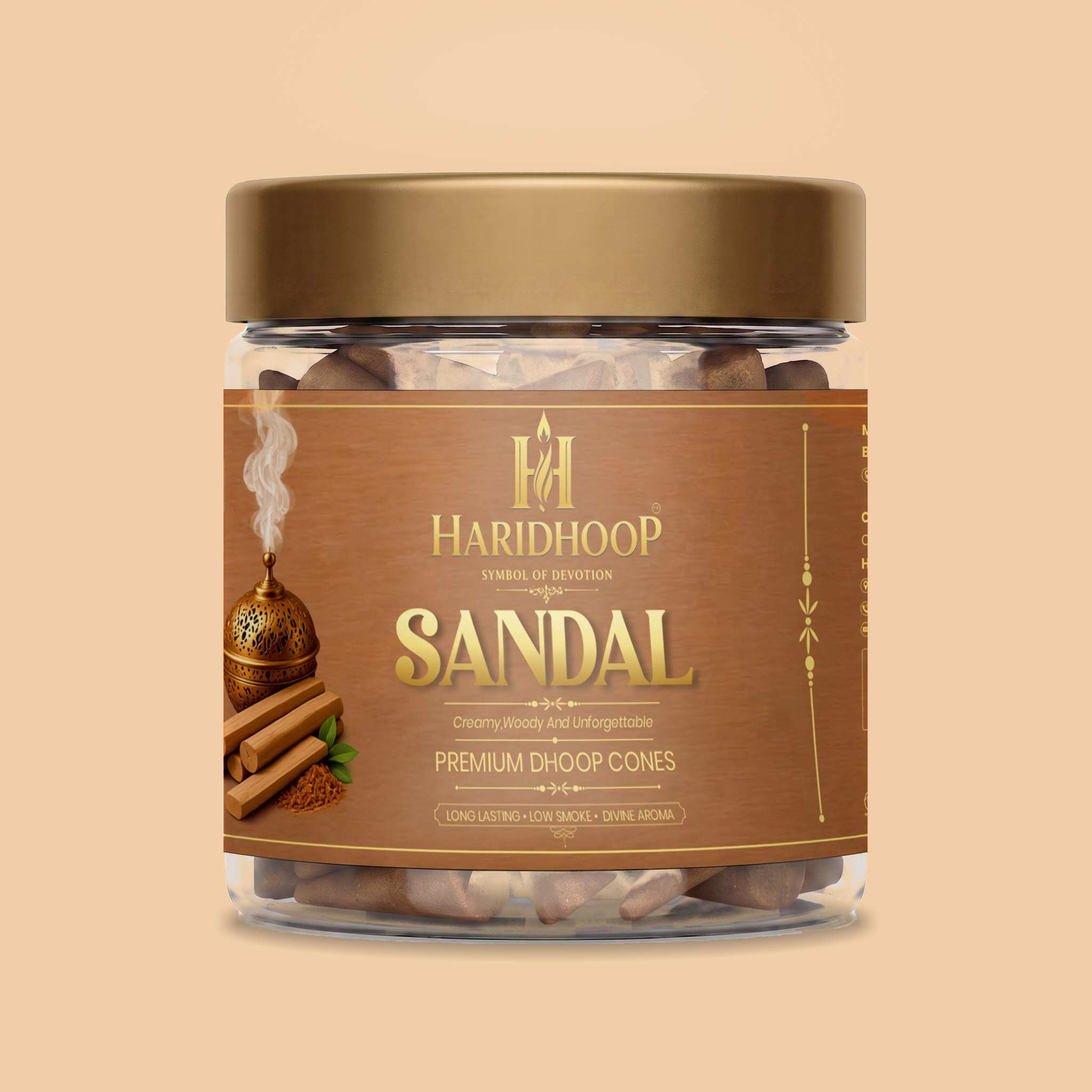 Haridhoop Sandal Dhoop cones Jar (100g)