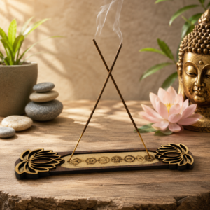 Wooden Lotus Incense Stick Holder